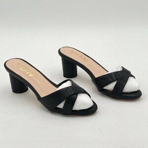 YDN Women's Fashion Low Heel Pumps Slip on Mules Open Toe Backless Slide Sandals